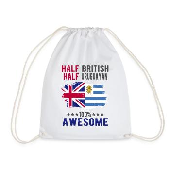 Half British Half Uruguayan - Drawstring Bag - white - Front