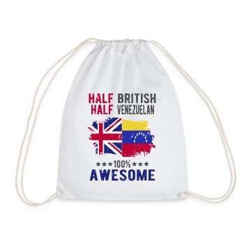 Half British Half Venezuelan - Drawstring Bag - white - Front