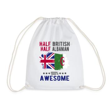 Half British Half Albanian - Drawstring Bag - white - Front