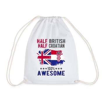 Half British Half Croat - Drawstring Bag - white - Front