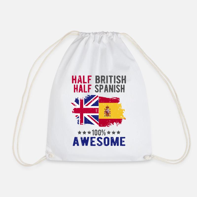 Half British Half Spaniard - Drawstring Bag - white