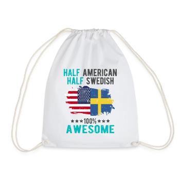 Halb Amerikaner Halb Schwede - Turnbeutel - Weiß - Vorne