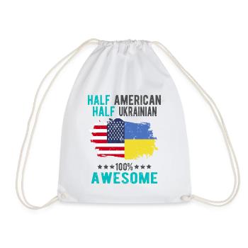 Halb Amerikaner Halb Ukrainer - Turnbeutel - Weiß - Vorne