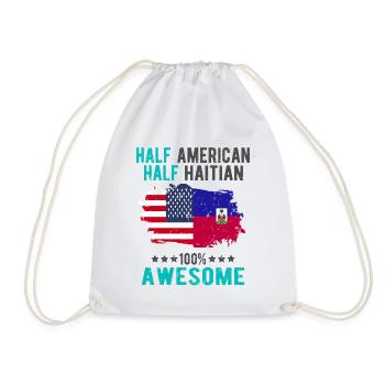 Half American Half Haitian - Drawstring Bag - white - Front