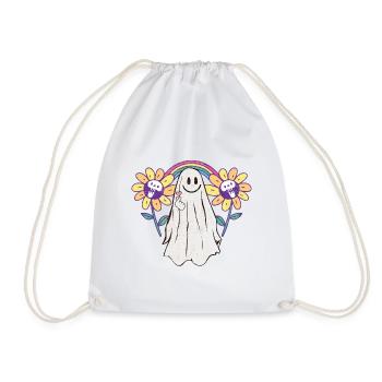 Lustiges Gespenst Mit Blumen Halloween Geschenk - Turnbeutel - Weiß - Vorne