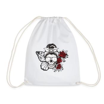Totenkopf Schmetterling Mutter Halloween Geschenk - Turnbeutel - Weiß - Vorne