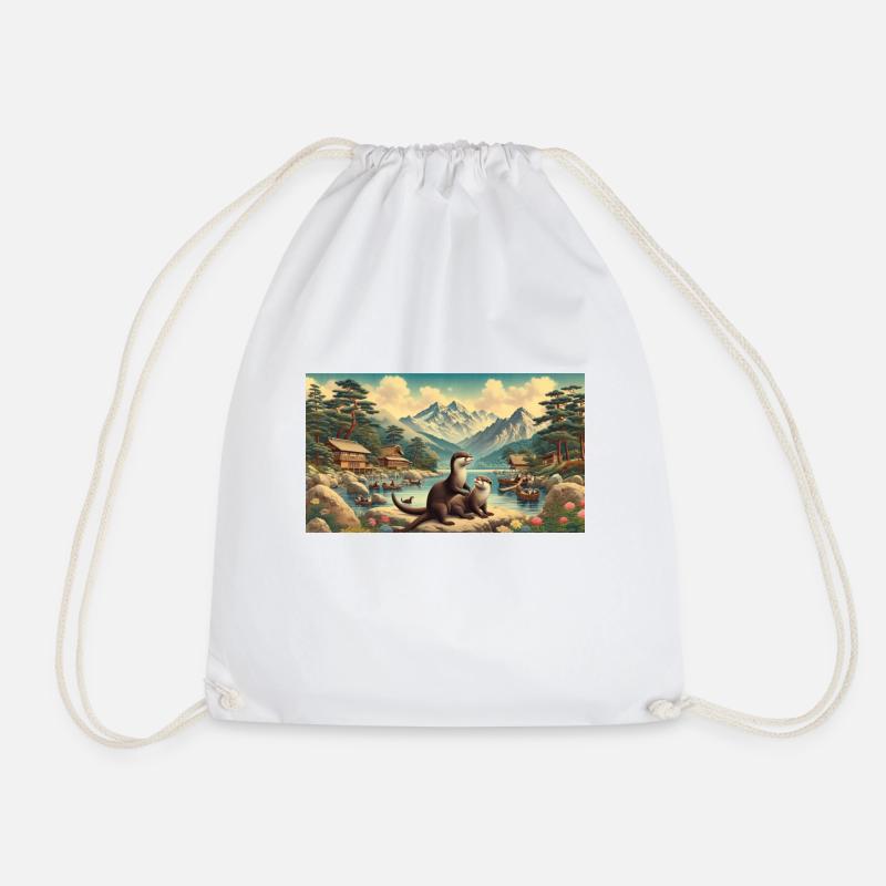 Otters's Haven - Drawstring Bag - white