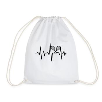 Tennis heartbeat - Drawstring Bag - white - Front