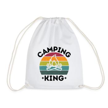 Camping King vintage rétro coloré noir - Sac de sport léger - blanc - Devant