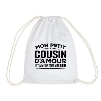 Geschenk Cousine der Liebe, ich liebe dich von ganzem Herzen - Turnbeutel - Weiß - Vorne