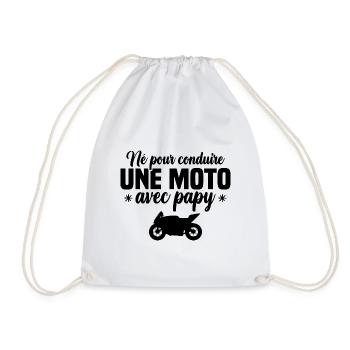Né pour conduire une moto avec papy - Sac de sport léger - blanc - Devant