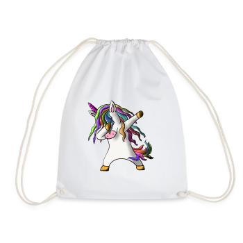 Dabbing Unicorn Dabbendes Einhorn Geschenk Magisch - Turnbeutel - Weiß - Vorne