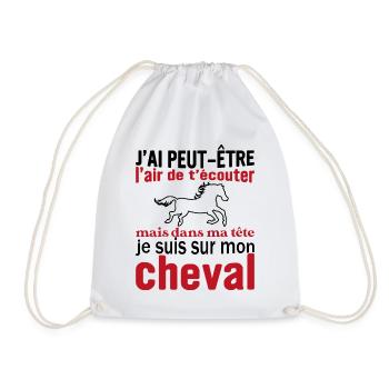 Je suis à cheval - cadeau humour cheval équitation - Sac de sport léger - blanc - Devant