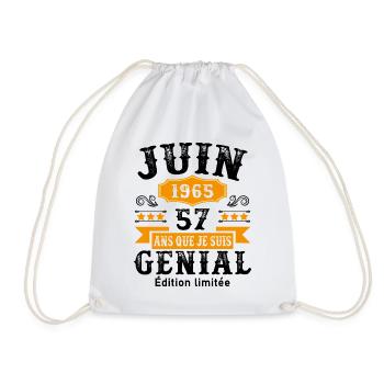 57 Ans Anniversaire Vintage Né(e) en Juin 1965 - Sac de sport léger - blanc - Devant