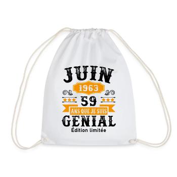 59 Ans Anniversaire Vintage Né(e) en Juin 1963 - Sac de sport léger - blanc - Devant