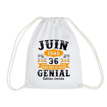 36 Ans Anniversaire Vintage Né(e) en Juin 1986 - Sac de sport léger - blanc - Devant