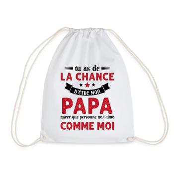 La chance d'être mon Papa Cadeau Humour Futur père - Sac de sport léger - blanc - Devant