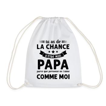 La chance d'être mon Papa Cadeau Humour Futur père - Sac de sport léger - blanc - Devant
