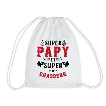Super papy et Super Chasseur - Sac de sport léger - blanc - Devant