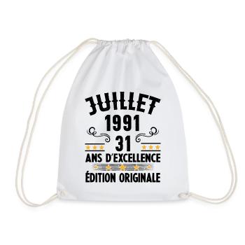 31 Ans Anniversaire Vintage Né(e) en Juillet 1991 - Sac de sport léger - blanc - Devant
