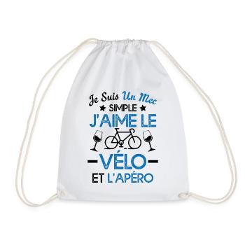 Je suis un mec simple j'aime le vélo et l'apéro - Sac de sport léger - blanc - Devant