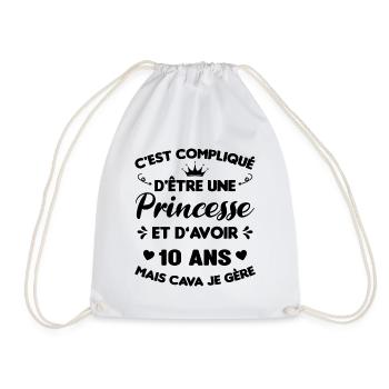 Je Suis Une Princesse Et J'ai 10 Ans Cadeau Humour - Sac de sport léger - blanc - Devant