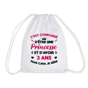 Je Suis Une Princesse Et J'ai 3 Ans Cadeau Humour - Sac de sport léger - blanc - Devant