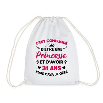 Princesse 31 Ans Idée Cadeau Anniversaire Amour - Sac de sport léger - blanc - Devant