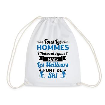 Ski - Hommes naissent égaux meilleurs font du ski - Sac de sport léger - blanc - Devant