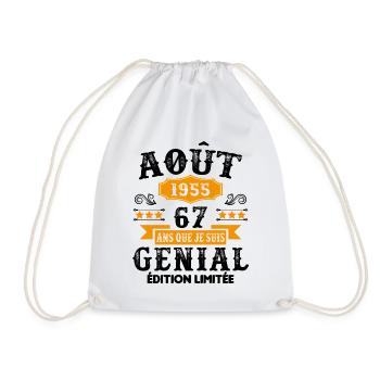 67 Ans Anniversaire Vintage Né(e) en Août 1955 - Sac de sport léger - blanc - Devant