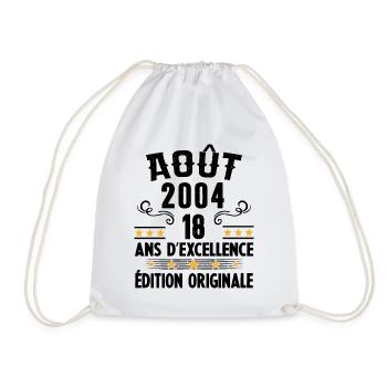 18 Ans Anniversaire Vintage Né(e) en Août 2004 - Sac de sport léger - blanc - Devant