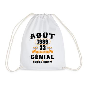 33 Ans Anniversaire Vintage Né(e) en Août 1989 - Sac de sport léger - blanc - Devant
