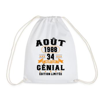 34 Ans Anniversaire Vintage Né(e) en Août 1988 - Sac de sport léger - blanc - Devant