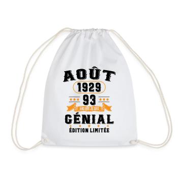 93 Ans Anniversaire Vintage Né(e) en Août 1929 - Sac de sport léger - blanc - Devant