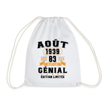 83 Ans Anniversaire Vintage Né(e) en Août 1939 - Sac de sport léger - blanc - Devant