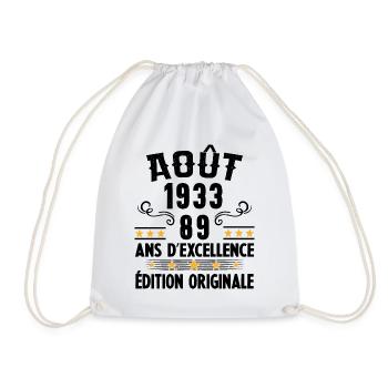 89 Ans Anniversaire Vintage Né(e) en Août 1933 - Sac de sport léger - blanc - Devant