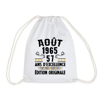 57 Ans Anniversaire Vintage Né(e) en Août 1965 - Sac de sport léger - blanc - Devant