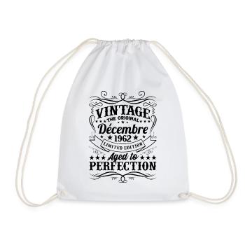 Vintage Flourish Cadeau Anniversaire Décembre 1962 - Sac de sport léger - blanc - Devant