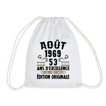53 Ans Anniversaire Vintage Né(e) en Août 1969 - Sac de sport léger - blanc - Devant