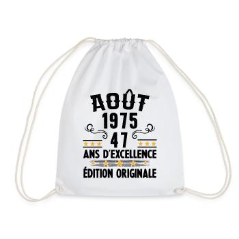 47 Ans Anniversaire Vintage Né(e) en Août 1975 - Sac de sport léger - blanc - Devant