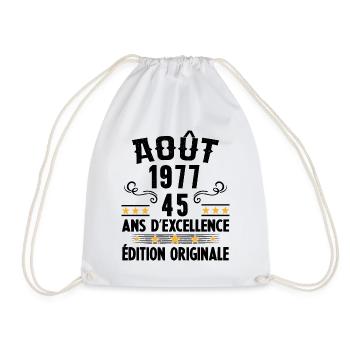 45 Ans Anniversaire Vintage Né(e) en Août 1977 - Sac de sport léger - blanc - Devant