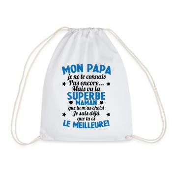 Annonce grossesse Cadeau Futur Papa Future Maman - Sac de sport léger - blanc - Devant