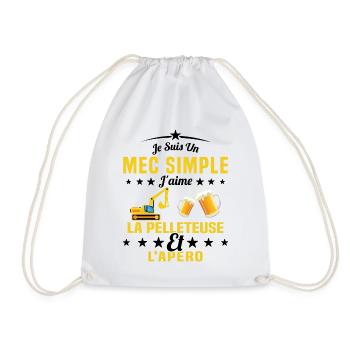 Un Mec Simple J'aime La Pelleteuse Et L'apéro - Sac de sport léger - blanc - Devant