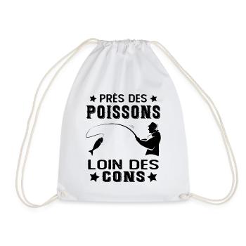 Près Des Poissons Loin Des Cons Drôle Pêcheur - Sac de sport léger - blanc - Devant