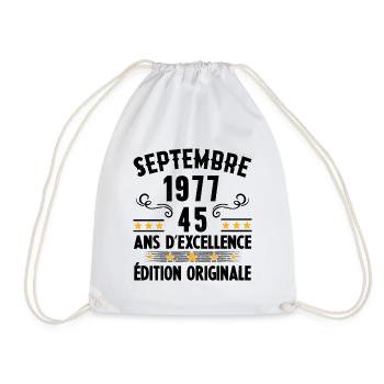 45 Ans Anniversaire Vintage Né(e) Septembre 1977 - Sac de sport léger - blanc - Devant