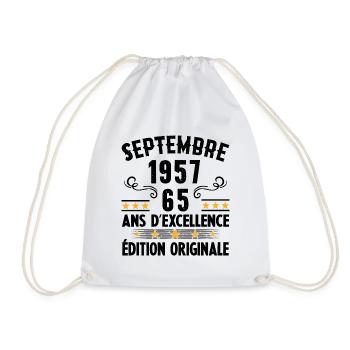 65 Ans Anniversaire Vintage Né(e) Septembre 1957 - Sac de sport léger - blanc - Devant