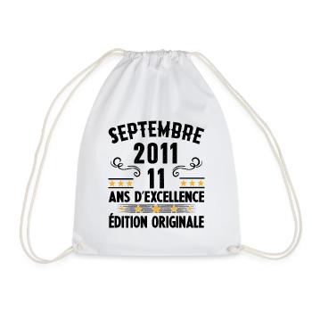 11 Ans Anniversaire Vintage Né(e) Septembre 2011 - Sac de sport léger - blanc - Devant
