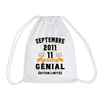 11 Ans Anniversaire Vintage Né(e) Septembre 2011 - Sac de sport léger - blanc - Devant