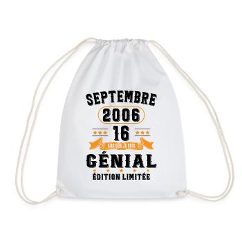 16 Ans Anniversaire Vintage Né(e) Septembre 2006 - Sac de sport léger - blanc - Devant