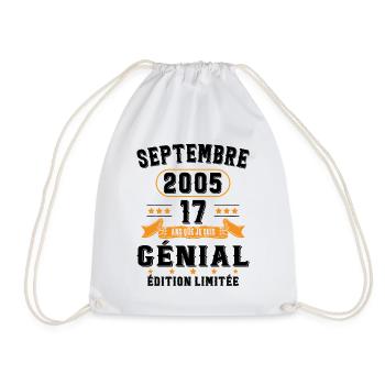 17 Ans Anniversaire Vintage Né(e) Septembre 2005 - Sac de sport léger - blanc - Devant